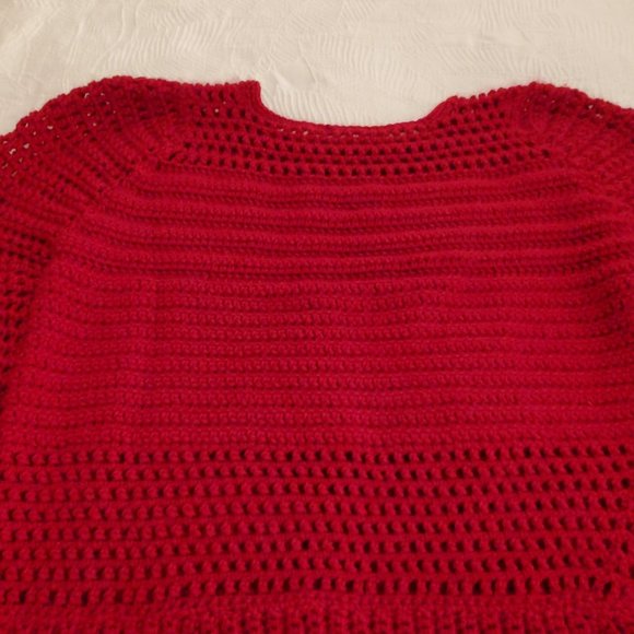 Crochet handmade red sweater, 100% acrylic. - Picture 6 of 6